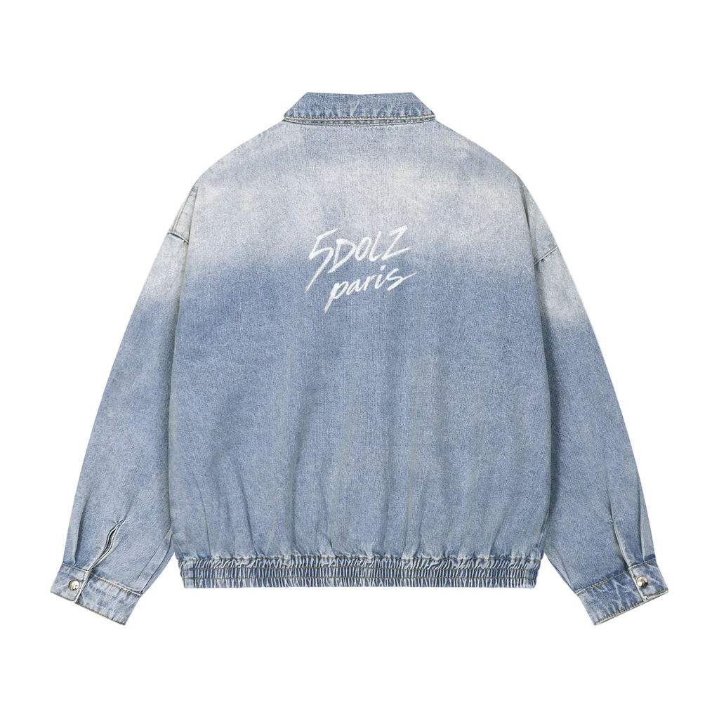 Veste en JEANS 5DOLZ PARIS bleue arc blanc