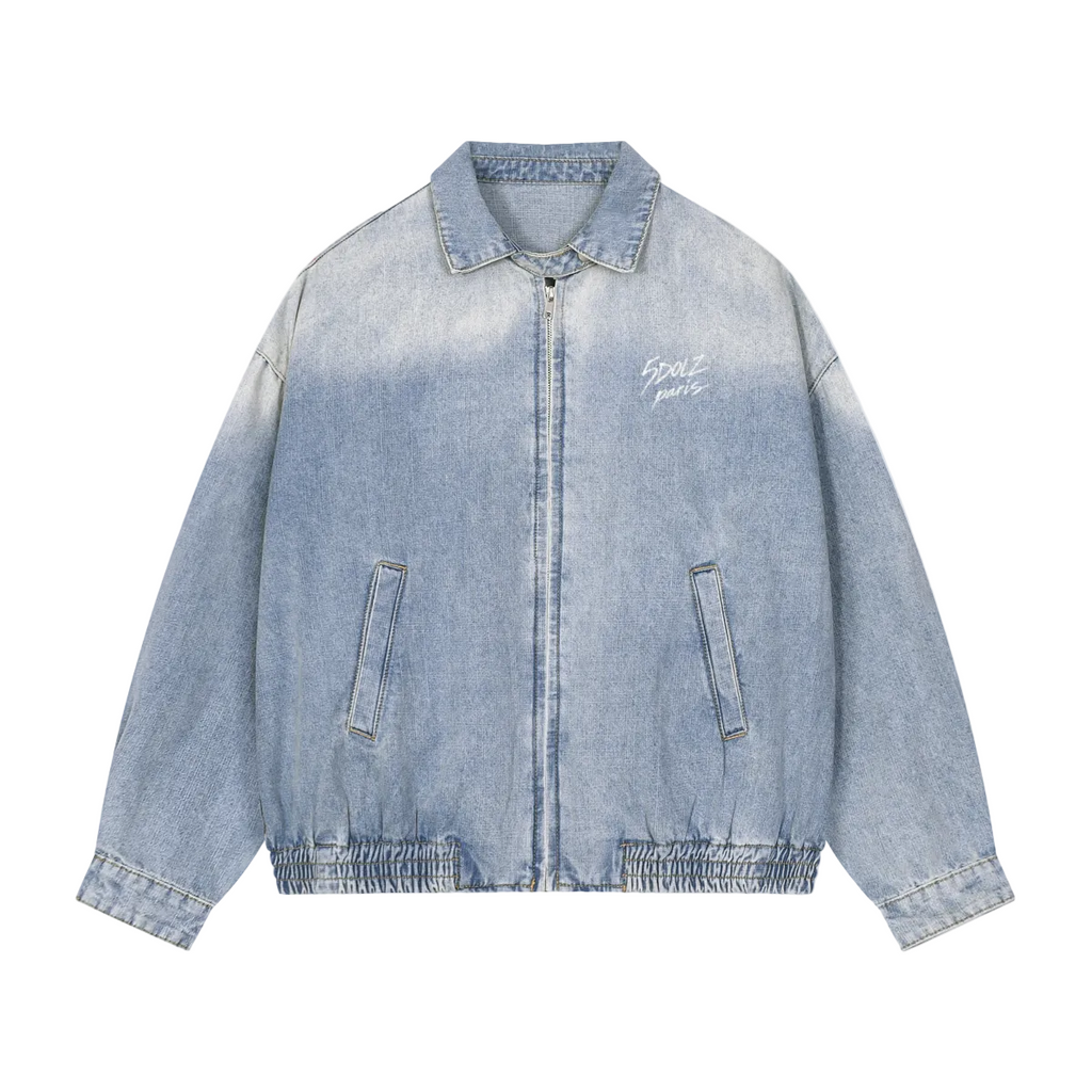 Veste en JEANS 5DOLZ PARIS bleue arc blanc