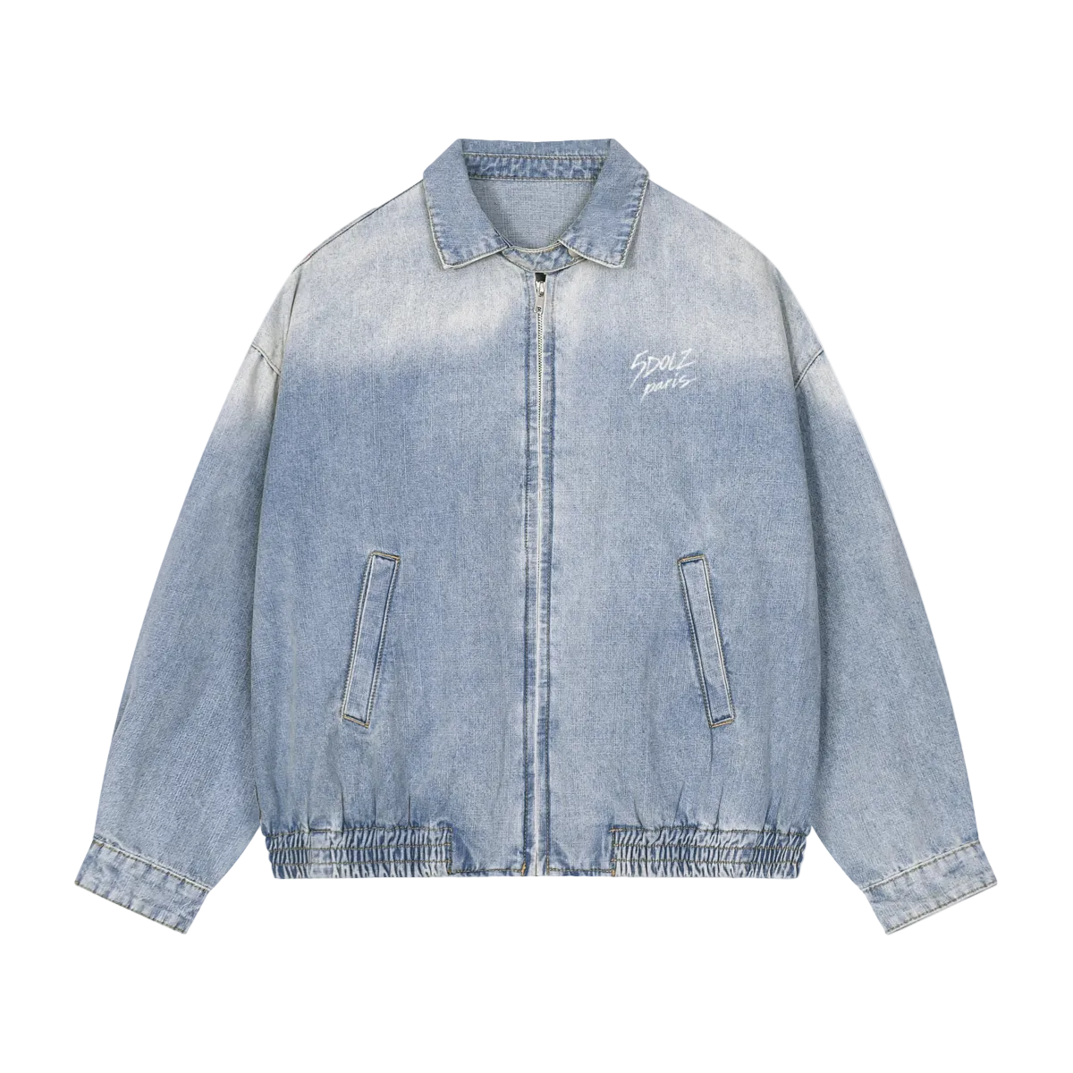 Veste en JEANS 5DOLZ PARIS bleue arc blanc